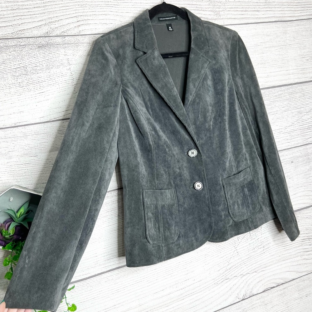 Counterparts Silver Gray Corduroy Blazer Jacket Women’s Size 10